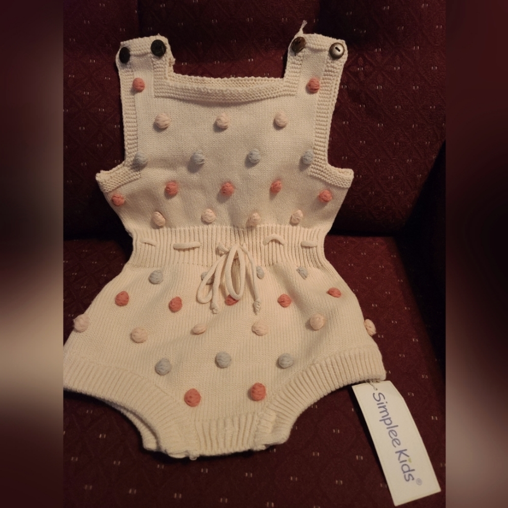 Simplee Kids Pink knit Romper Size 80 (12 to 18 months)
